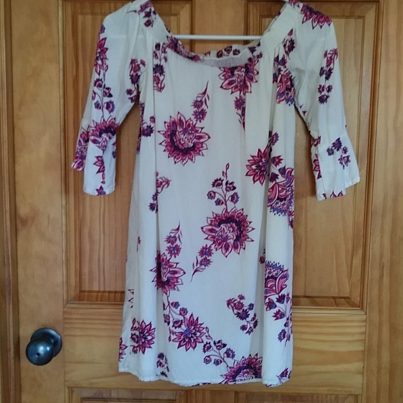 Old Navy Off the Shoulder Lined Floral Bell Sleeve Tunic Top /Mini Dress XS - Picture 6 of 12